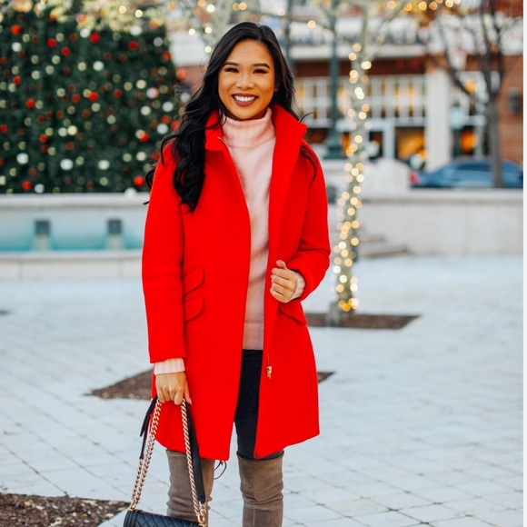 HP! 🎉💕 J.Crew Stadium Cloth Cocoon Coat, Vibrant Flame - Picture 2 of 8